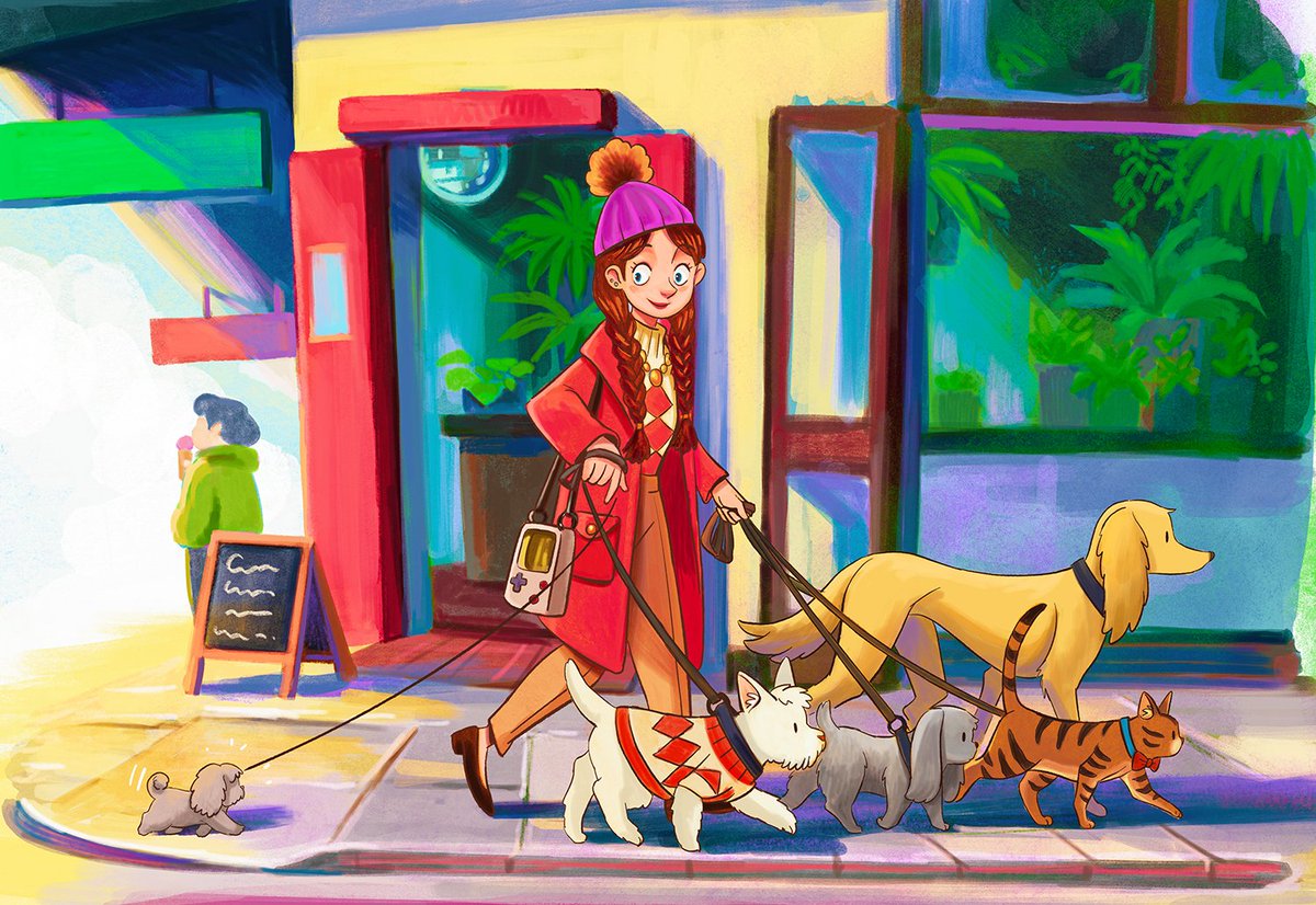 Walking 🐕 and 🐈 in Newtown, Sydney #procreateart #sydneylife