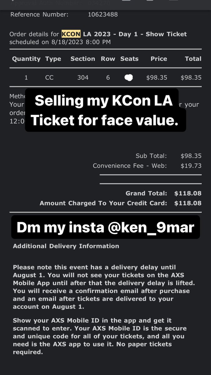 Kenneth92332806's tweet photo. Selling my KCon la ticket for face value… willing to negotiate. #kcon #kconla #kpop #ive #kconlaticket https://t.co/xYDMgB2YJM