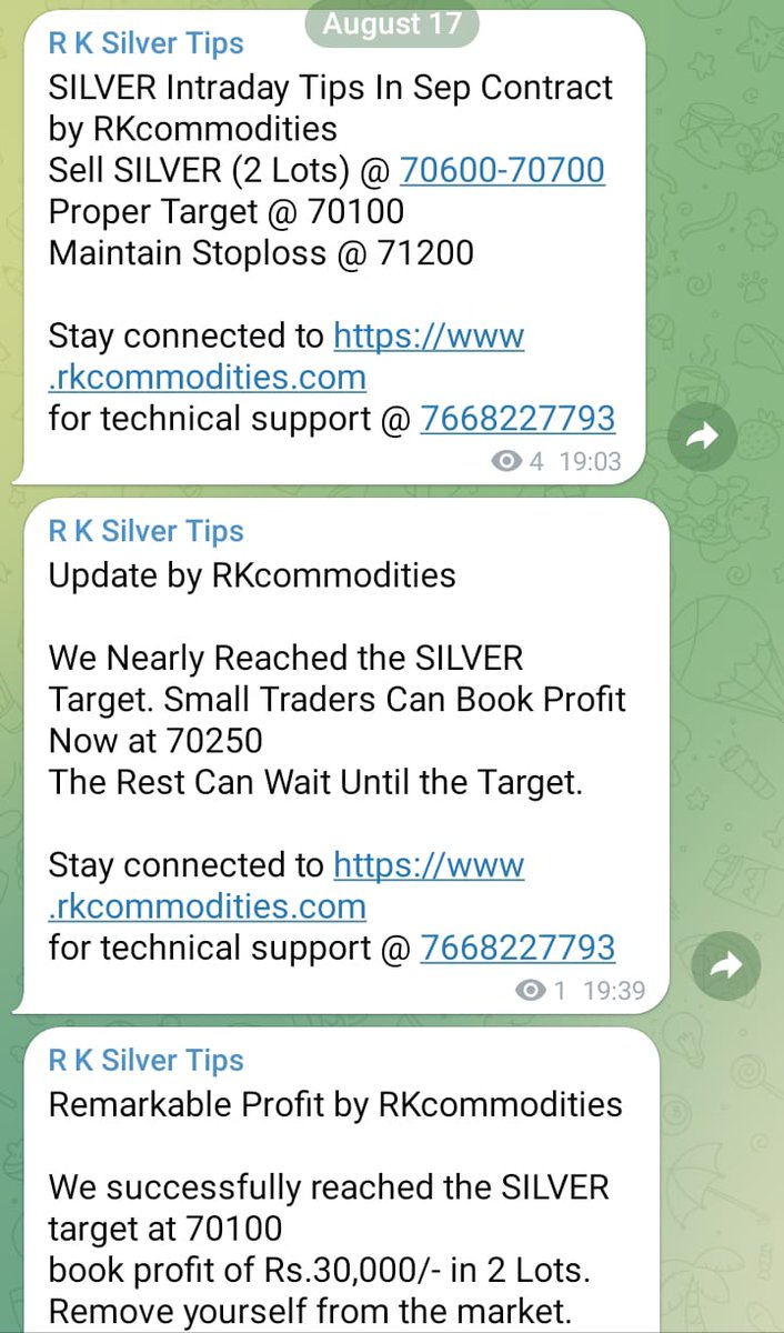 AdityaS67767335's tweet image. Yesterday Performance given by RKcommodities.com 

 Incredible Hits By RKCommodities daily
Dont Waste Time &amp;amp; Call Now For Tomorrow Profit
C/W @9548986129
Stay connected to rkcommodities.com

wa.me/message/FDIVJI…

#mcxtips #freemcxtips #livemcxtips #livemcxnews