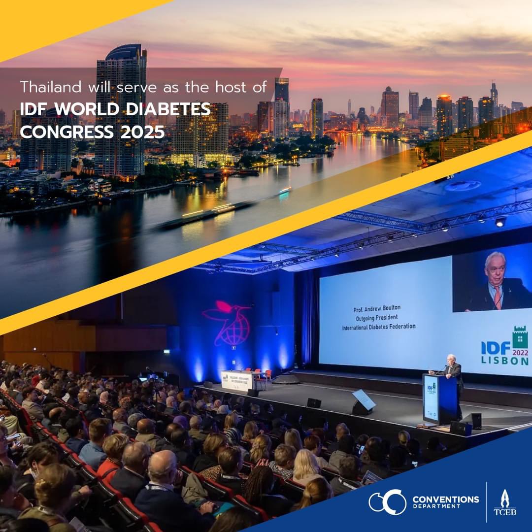 ✨ Thailand selected for 'IDF World Diabetes Congress 2025' at Bangkok International Trade & Exhibition Centre.

📍 To learn more, visit
lnkd.in/gGeDsR3j

#TCEB #BusinessEventsThailand #MICECities #Thailand #BusinessEventsThailand #Congress #BITEC #IDF2025