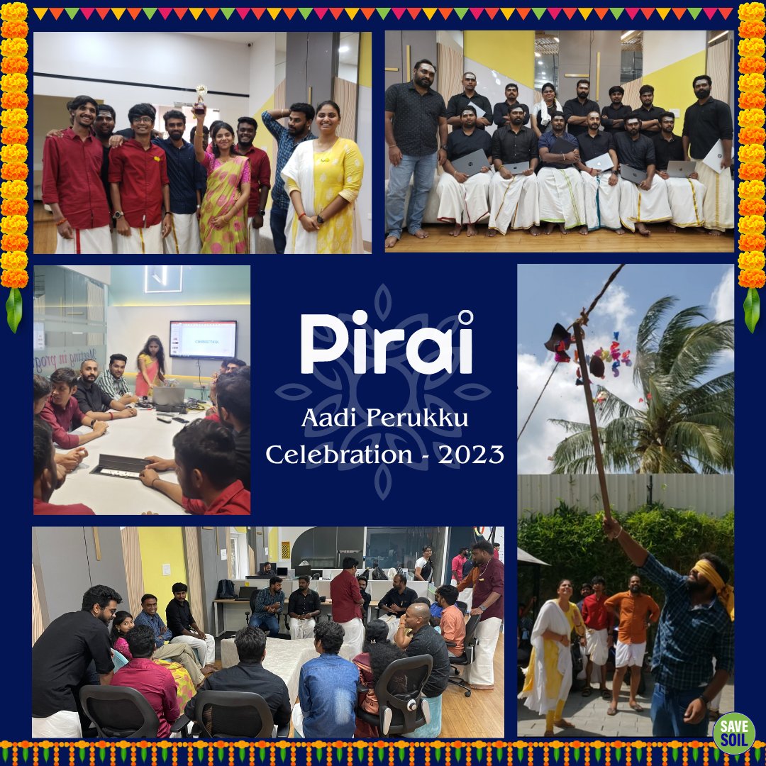 Throwback to the Joyous Celebration of Aadi Perukku Festival at our Office, Even Though Belated! 🌾🎉 Embracing Tradition, Unity, and Happiness.

#culture 
#AadiPerukku 
#officetraditions 
#tamil
#india 
#pollachi 
#PiraiInfotech
#itandsoftware 
#pirai