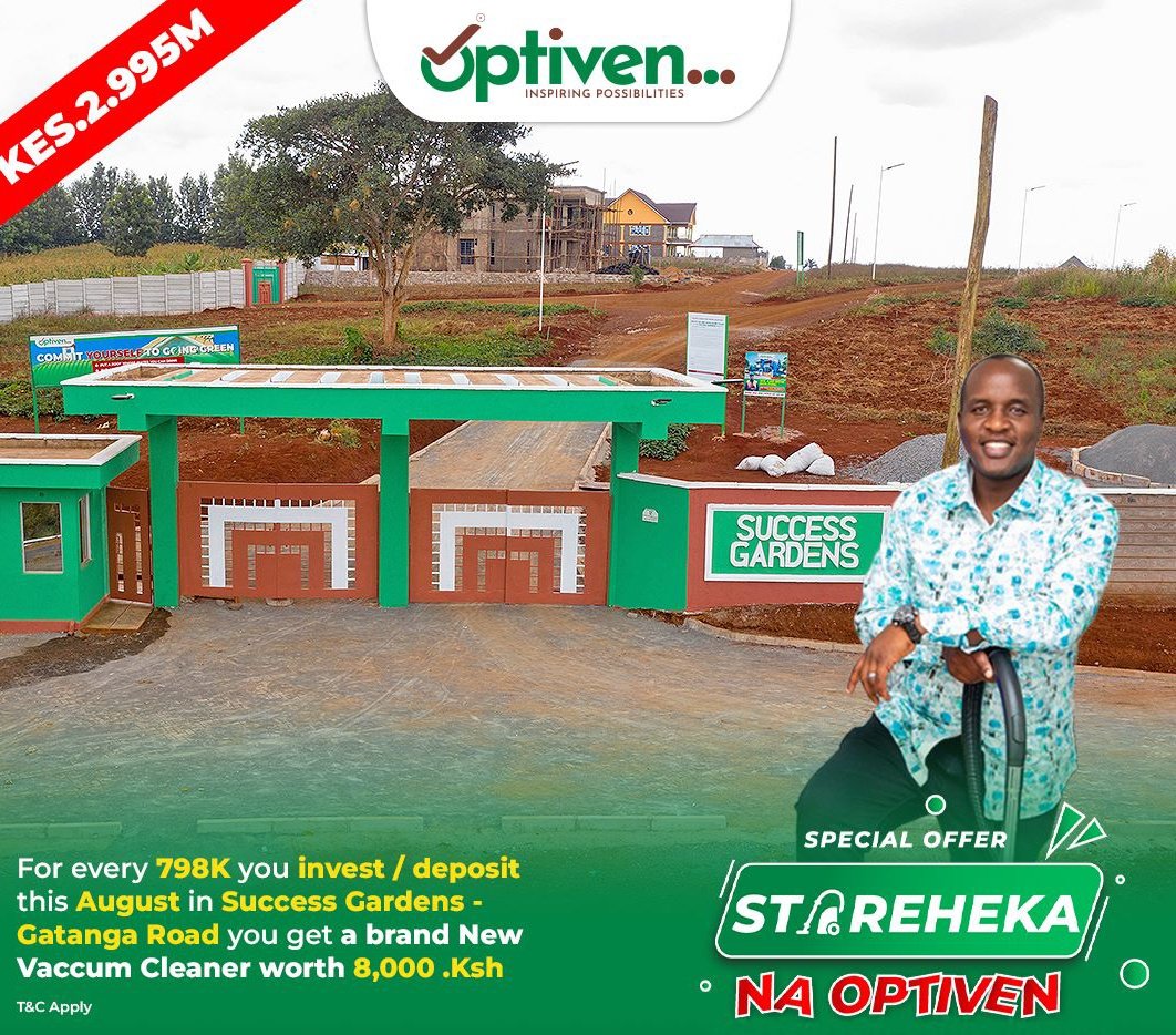 Lydia_Lands's tweet photo. Optiven's value-added properties are your ticket to financial stability. Success Gardens, Gatanga road presents endless possibilities. 

Call 0790186897 to embark on this exciting investment journey!

 #StarehekaNaOptiven https://t.co/hM4SsxPbwL
