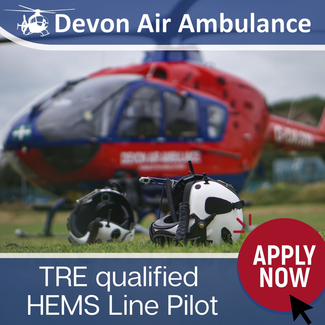 DevonAirAmb's tweet image. Are you a TRE qualified HEMS Line Pilot?

We are seeking a candidate who is an experienced TRE on H145 or EC135 within HEMS or similar, holding a UK CAA APTL (H)/CPL (H).

Apply now to join the DAA team! - daat.org/tre-hems-line-…

#HelicopterPilot #PilotLife #Devon #HEMSJobs