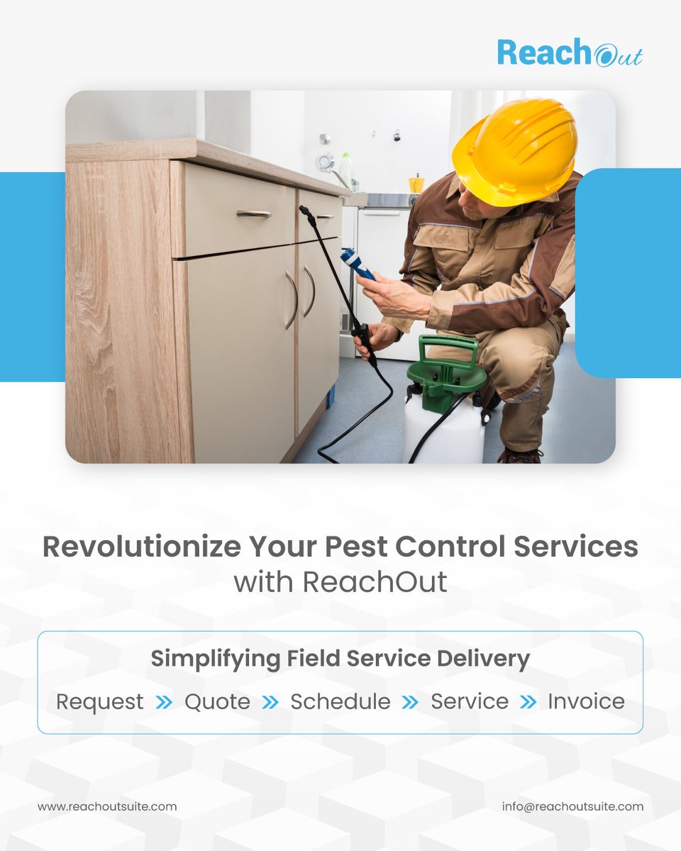 ReachOutSuite's tweet image. With ReachOut&apos;s Pest Control Apps, you can bid farewell to piles of paperwork and say hello to seamless digital management. 

Read On bit.ly/3qLT9QV

#pestmanagement #fieldsoftware #operations #fieldmanagement #productivity #pestcontrolservice #pestcontrolexperts #tasks
