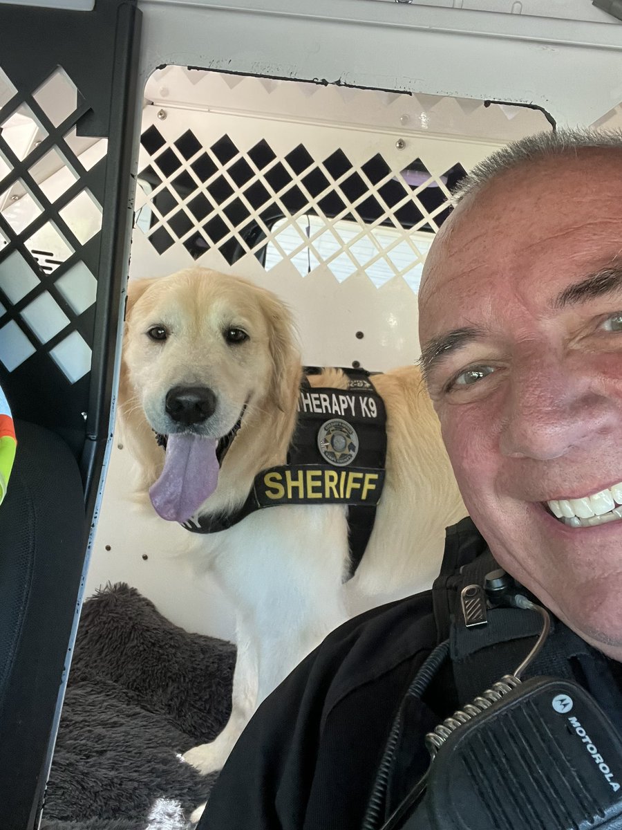 I may be a bit biased, but I think I have the best work partner around! I love how people respond to him &amp; what he does for them, whatever they’re going thru. He is a bed hog though!😂 <a href="/SarpySheriff/">Sarpy County Sheriff's Office</a>