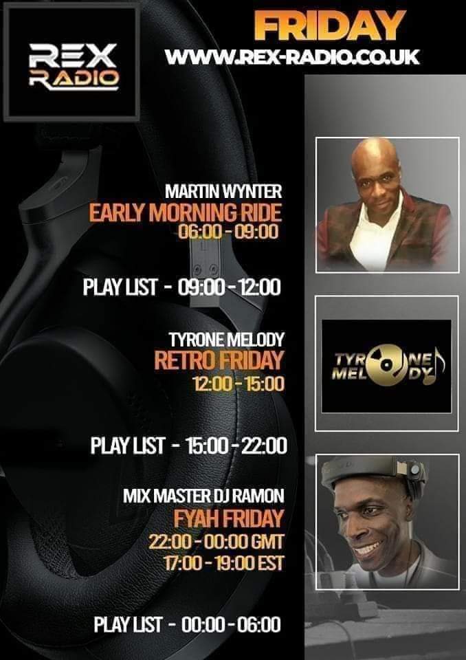 Rex-radio.co.uk 

Friday Shows on Rex Radio

Tune in

#martinwynter #tyronemelody #mixmasterdjramon #music #fridayvibes #london #usa #global