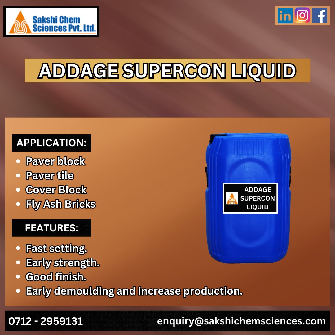 SakshiChemSci's tweet image. #ConstructionChemicals #Innovation #AddageSupercon #ConcreteSolutions #EfficiencyInConstruction #sakshichemsciences #nagpur 
.
Contact : Sakshi Chem Sciences Pvt. Ltd.
Website: sakshichemsciences.com
Whatsapp : wa.me/+919422308713
E-mail: enquiry@sakshichemsciences.com