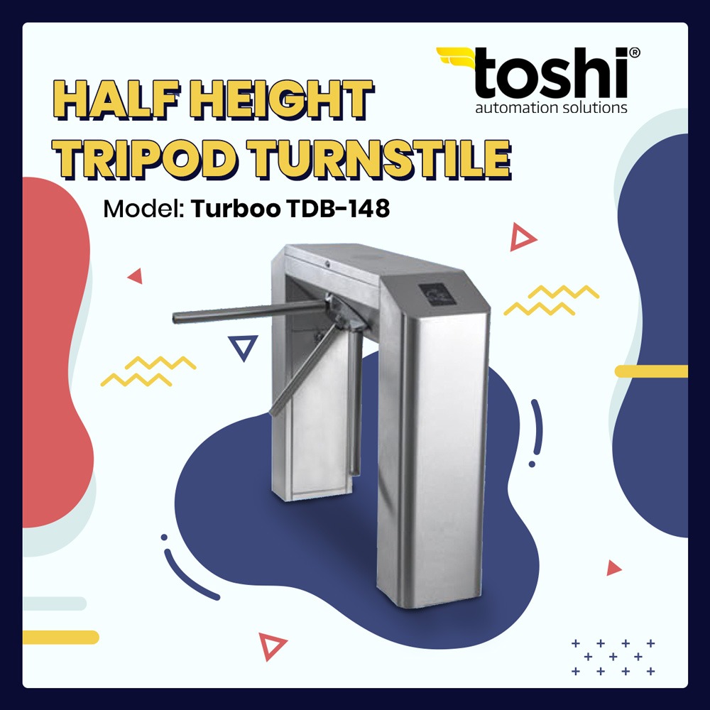 Toshi Automation presents Box Type Waist Height Turnstile (Model Turboo TDB-148) to regulate entry into restricted areas. These half height turnstiles are compatible with standard Access Control system and feature Tripod style Drop Down Arms with quick motion. #Automation