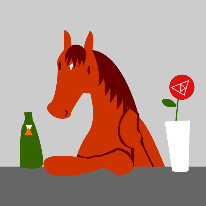 no humans horse bottle vase flower simple background grey background  illustration images