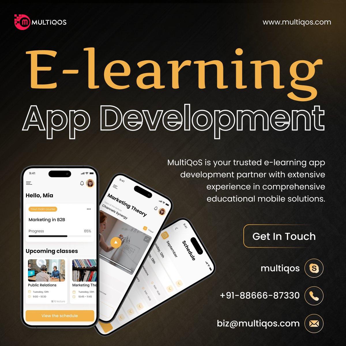 MultiQoS's tweet image. Empower your education institute with our E-Learning App! 
Interactive courses revolutionize learning. 🚀📚 
bit.ly/3DZp183
#ElearningAppDevelopment #EdTechSolutions #AppDevelopmentServices #CustomAppDevelopment  #EducationInnovation