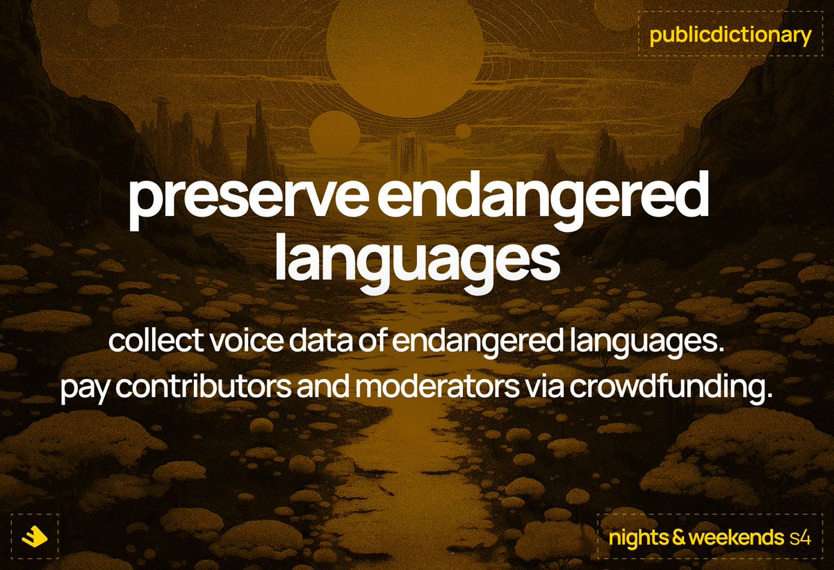pubdictprotocol's tweet photo. languages are going extinct. let's stop it!

@_buildspace
nightsandweekends s4  checkout https://t.co/xEPCWYPLIX

@FarzaTV @agamov

#buildspace #nightsandweekends https://t.co/LswbteCF7Z