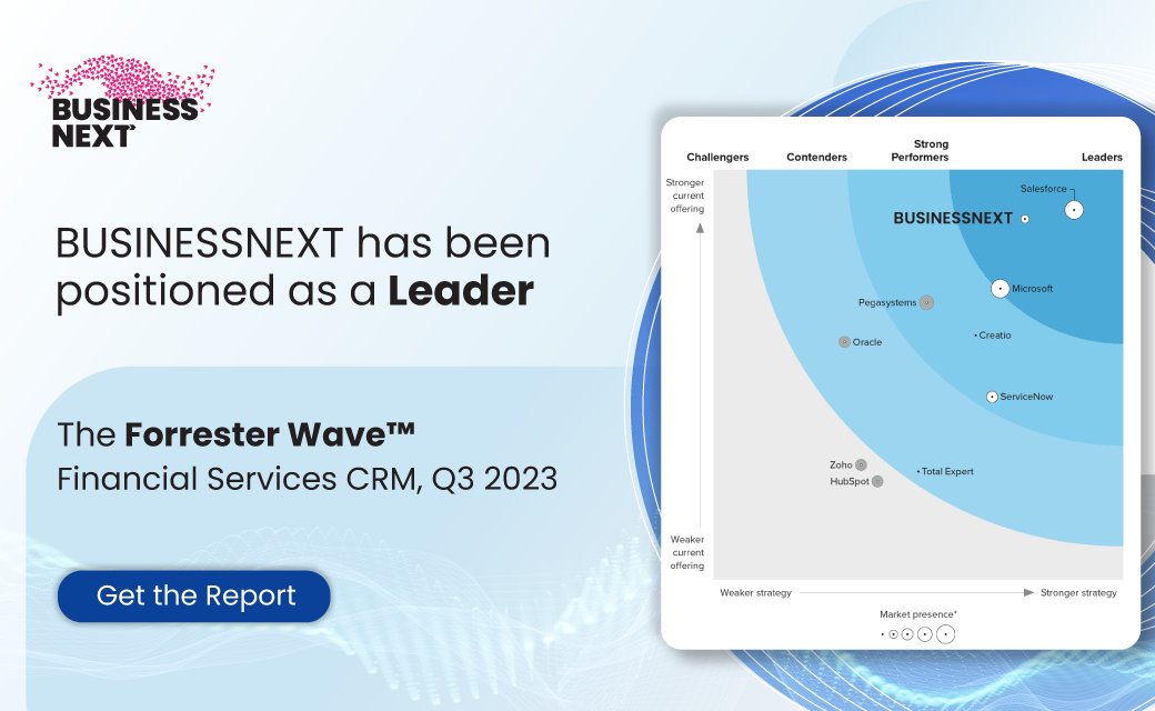 BUSINESSNEXT has been positioned as a Leader in The #Forrester Wave™ #Financial Services CRM, Q3 2023!
It recommends that BUSINESSNEXT is best suited for medium to larger scale financial services firms that have complex processes.
Access the report here: hubs.ly/Q01_pX-V0