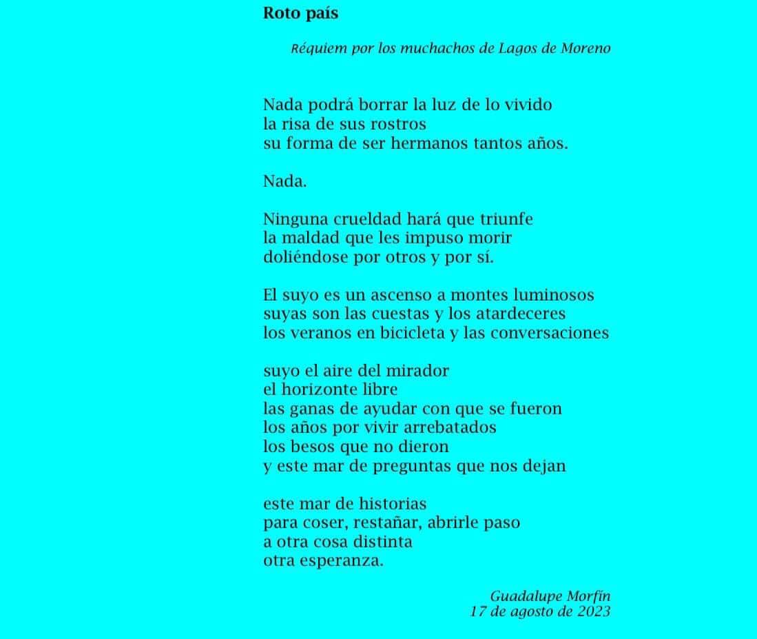 Del muro de nuestra autora, la poeta <a href="/guadalupemorfin/">Guadalupe Morfín</a>  
¡Compartimos y nos solidarizamos! 📷
#HistoriasComoLasTuyas
#LagosdeMoreno