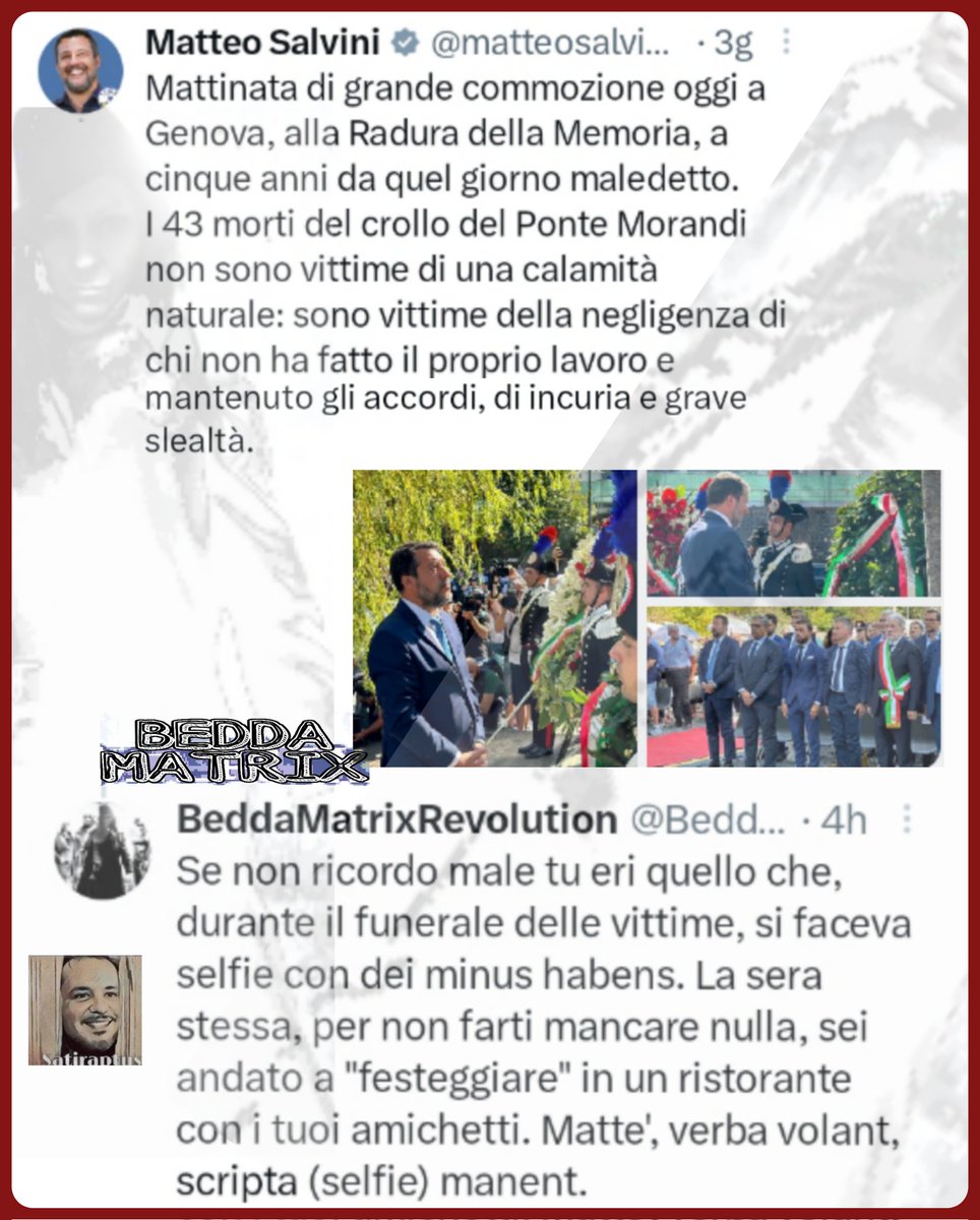 #BeddaMatrix @bedda_matrix
#pontemorandi #salvini #commemorazione #quintoanniversario
#selfie #senzavergogna