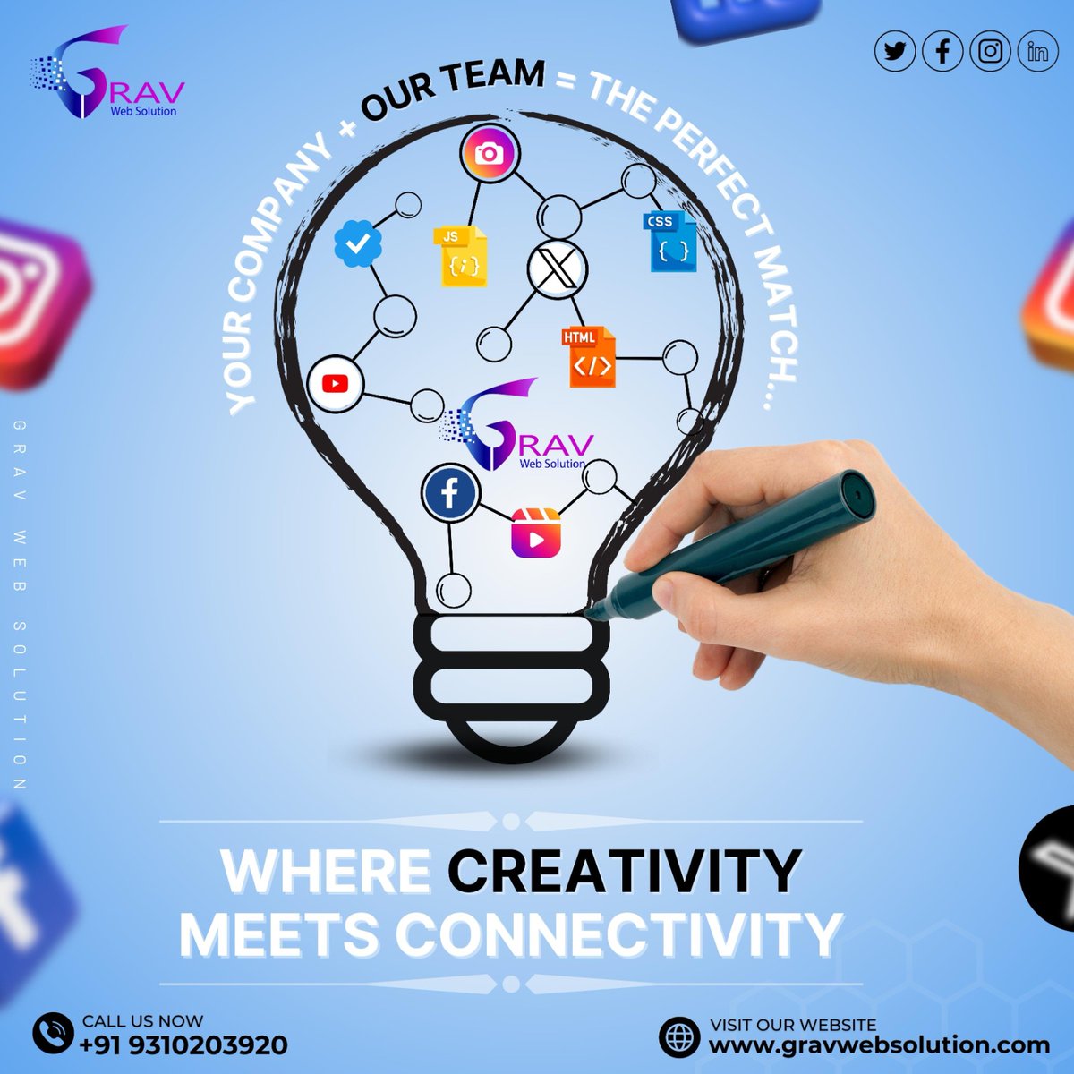 gravwebsolution's tweet image. 🌐 𝐈𝐧𝐭𝐫𝐨𝐝𝐮𝐜𝐢𝐧𝐠 𝐎𝐮𝐫 𝐃𝐢𝐠𝐢𝐭𝐚𝐥 𝐌𝐚𝐫𝐤𝐞𝐭𝐢𝐧𝐠 𝐄𝐱𝐩𝐞𝐫𝐭𝐢𝐬𝐞: 𝐖𝐡𝐞𝐫𝐞 𝐂𝐫𝐞𝐚𝐭𝐢𝐯𝐢𝐭𝐲 𝐌𝐞𝐞𝐭𝐬 𝐂𝐨𝐧𝐧𝐞𝐜𝐭𝐢𝐯𝐢𝐭𝐲! 🚀

#Digitalmarketingservices #SocialMediaMasters #GetNoticed #BusinessSuccess #DigitalMarketing  #GravWebSolution