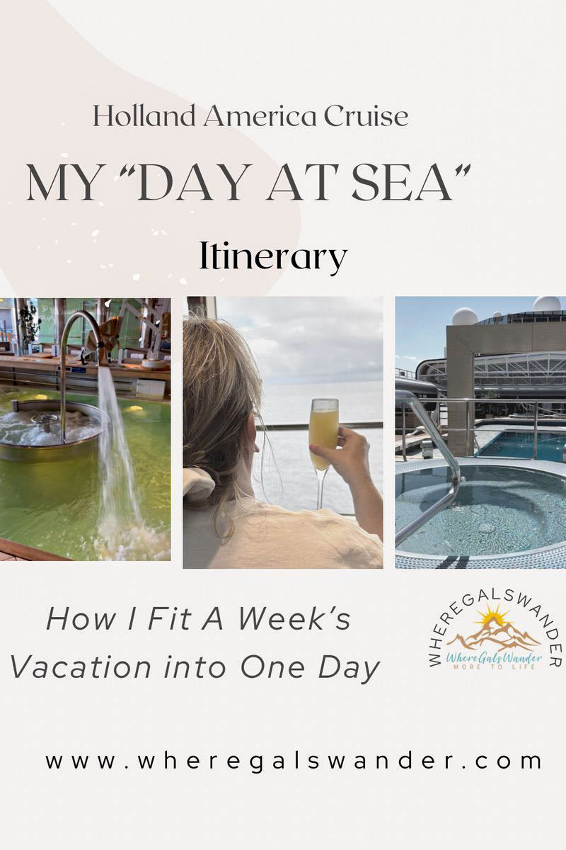 This is my first cruise, and what is a 'Day At Sea' anyway? I soon found out I could fit an entire week's vacation into one day. Here's My Day at Sea Itinerary. #WhereGalsWander #cruise #alaska #hosted #HollandAmerica #HollandAmerica150 bit.ly/dayatsea