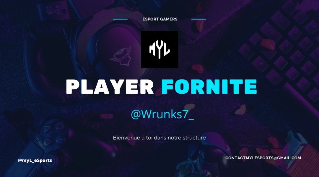 myL_eSports's tweet photo. #Annonce

Bienvenue à notre Joueur Fortnite @Wrunks7_ 

Il représentera nos couleur à partir de maintenant !! 

Nous lui souhaitons le meilleur pour cette grande aventure à nos côtés ! 😊

#myLforWin https://t.co/b6MAgfZKTm
