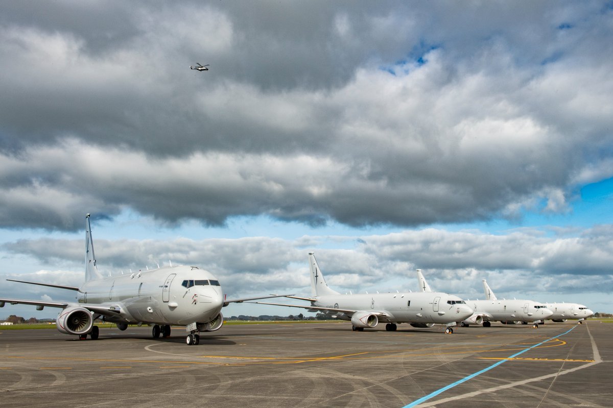 A complete set ✈️ #BaseOhakea had the rare opportunity to line all four P-8A Poseidons on the apron today, providing the perfect opportunity to capture the whole fleet.

📸 NZDF Photographer Corporal Maddy Butcher

#NZAirForce #Force4NZ