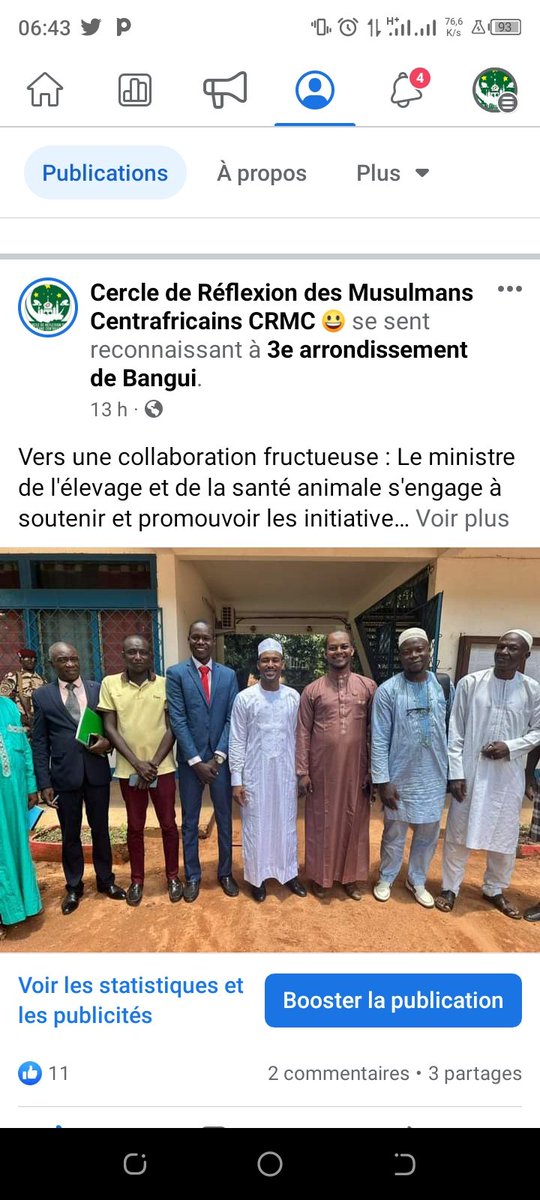 Le ministre de ESA a eu à un échange fructueux avec les membres du  CRMC.
L'objectif de cette réunion était de discuter des problèmes auxquels fait face la communauté musulmane en RCA.
L'un des sujets abordés fut l'abattage des boeufs dans le respect des prescriptions religieuses