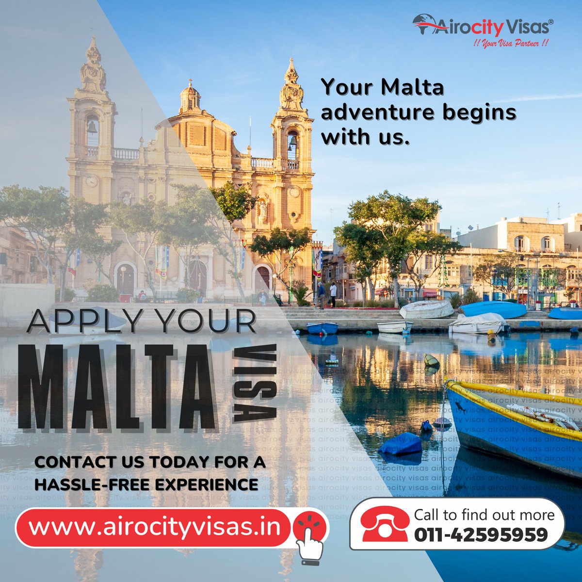 Simplify Your Malta Adventure: Secure Your Visa with Airocity Visas Today! 🇲🇹✈️ #MaltaVisa #AirocityVisas #TravelSimplified #ExploreMalta #VisaAssistance #SeamlessTravel #YourMaltaJourney #VisaMadeEasy #AirocityHospitality #StartExploring