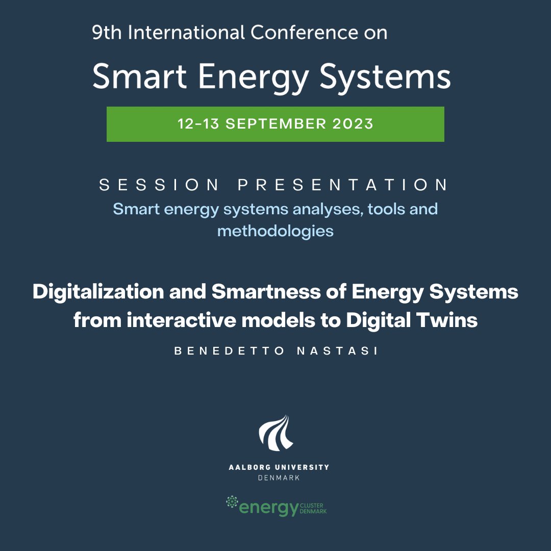 🔌🌐 Join us for Benedetto Nastasi's session on Digitalization &amp; Smart Energy Systems at #SESAAU2023. From interactive models to Digital Twins, we'll explore the journey of energy tech evolution and the future of energy! ⚡

Register for the conference
🔗 bit.ly/3DEDohU