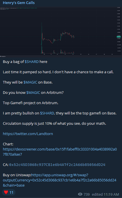 Henry_VuQuangDu's tweet photo. $SHARD is bouncing and back to my entry!

I did DCA $SHARD and now I am in profit!

#BASE's ecosystem tokens will bounce hard!

$SHARD is in-game token of @Landtorn - the number one gaming hub @BuildOnBase https://t.co/Zi7binmJo9