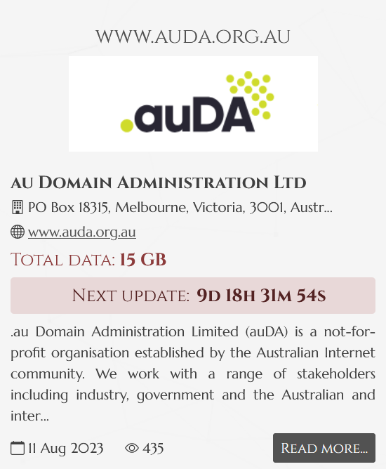 NoEscape #ransomware group has added .au Domain Administration Ltd. (auDA) to their victim list. They claim to have access to 15GB of organizations data which includes powers of attorney &amp; legal docs, passports, personal  data, medical reports, loan repayment, death certificates,
