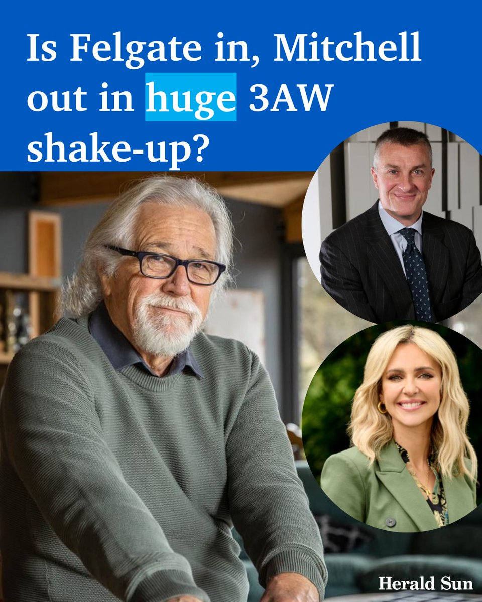 theheraldsun's tweet photo. JUST IN | The biggest shake-up in 3AW history is underway, with Neil Mitchell looking set to hang up the headphones as a rising star joins the ranks > https://t.co/0JL9zlcjsG https://t.co/umjqsZ2GUg