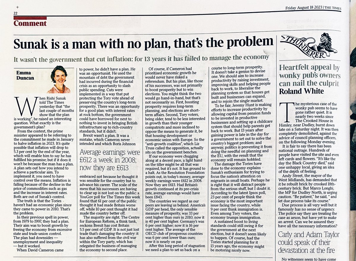 13sarahmurphy's tweet image. “Brexit wasn’t a plan. It was a mistake… which Johnson embraced not because he thought it was sensible for the country but to advance his career.”
And Sunak, desperate to distract from the damage the Tories have done, focuses on migrants in small boats.
What a godforsaken mess.