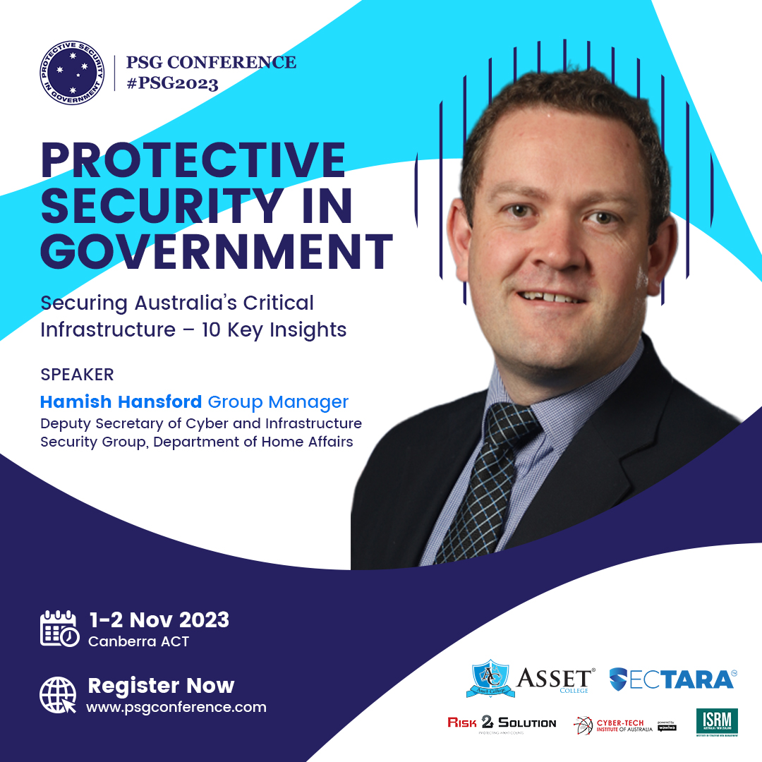 psgconference's tweet photo. Join us at #PSG2023 &amp; guest speaker Hamish Hansford, Deputy Secretary, Cyber &amp; Infrastructure Security Group, Department of Home Affairs. He'll explore his theory of securing Australian critical infrastructure &amp; 10 key insights he's developed.

Register➡️https://t.co/5vQU1O5SA4 https://t.co/8mToVHD8kd