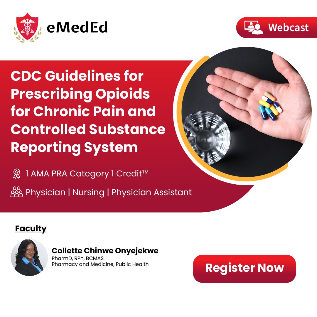 eMedEdOfficial's tweet image. Learn the latest opioid prescribing strategies and risk reduction techniques with our CME activity.

Register Now: bit.ly/3OZ4BlR

#CDCGuidelines #CME #Physician #CE #GlobalCME #OpioidCrisis #MedEd #RiskReduction #eMedEd #PrimaryCare #Nursing #PhysicianAssistant