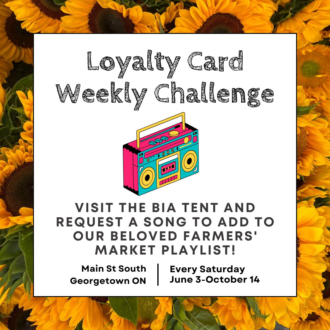 GeorgetownFM's tweet image. Your market, your tunes 🎶 This week, stop by the BIA tent outside the Church St. parking lot and request a song for our Farmers' Market playlist to earn an extra loyalty card stamp! #georgetownfarmersmarket