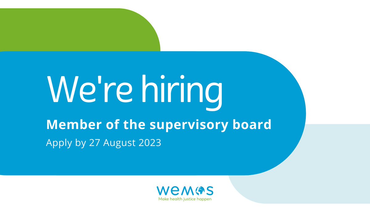 🔊We are looking for two new supervisory board members to actively shape the direction and future of Wemos.

Who's the ideal candidate? What's this role about? 🧵
wemos.org/member-supervi…

#hiring #humanrightsjob #advocacy #globalhealth