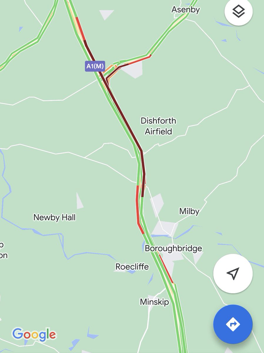 your_harrogate's tweet photo. 🚨TRAVEL🚨 Delays heading South on the A1(M) between J49 #Dishforth &amp; J48 #Boroughbridge due to a crash. The latest throughout the afternoon on DAB 📻 https://t.co/aEirLuu5ym