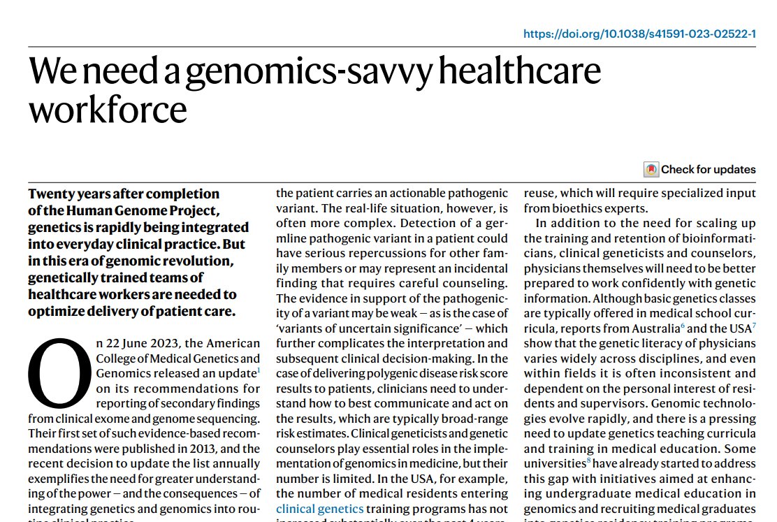 Muin J. Khoury (@muinjkhoury) on Twitter photo Why we need a genomics-savvy healthcare (and public health) workforce. Via <a href="/NatureMedicine/">Nature Medicine</a> nature.com/articles/s4159… Why we need a genomics-savvy healthcare (and public health) workforce. Via <a href="/NatureMedicine/">Nature Medicine</a> nature.com/articles/s4159…