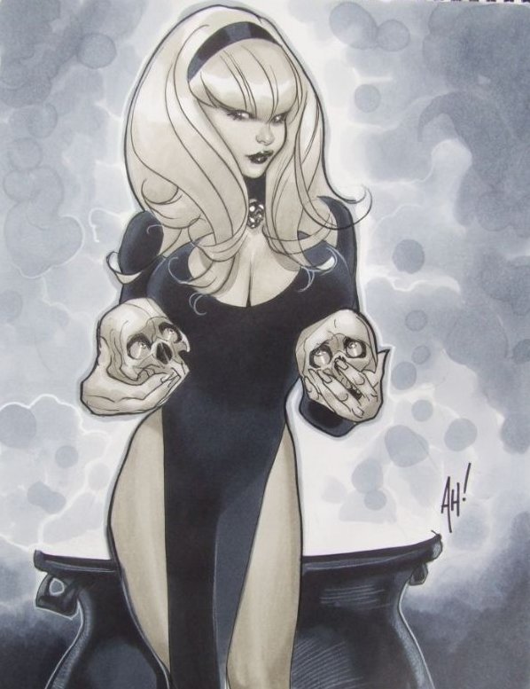Alex Toth's Cynthia from 'The Witching Hour' pin-up art by Adam Hughes. #TheWitchingHour #art #comicbook #AdamHughes #illustration #horror #dccomics  #HorrorCommunity #HorrorArt #Retro #babes #comicbookart