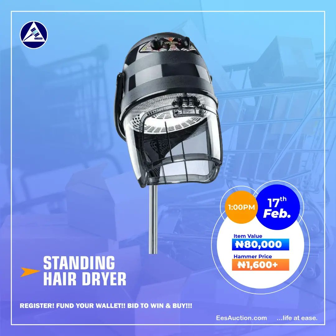 eesauction's tweet photo. Fabulous items to be auctioned on Friday are:

1. Standing Hair Dryer (1:00pm).

2. Industrial Popcorn Machine (3:00pm).

You can't afford to miss out.

Be ready. https://t.co/DMm5ftzhJa