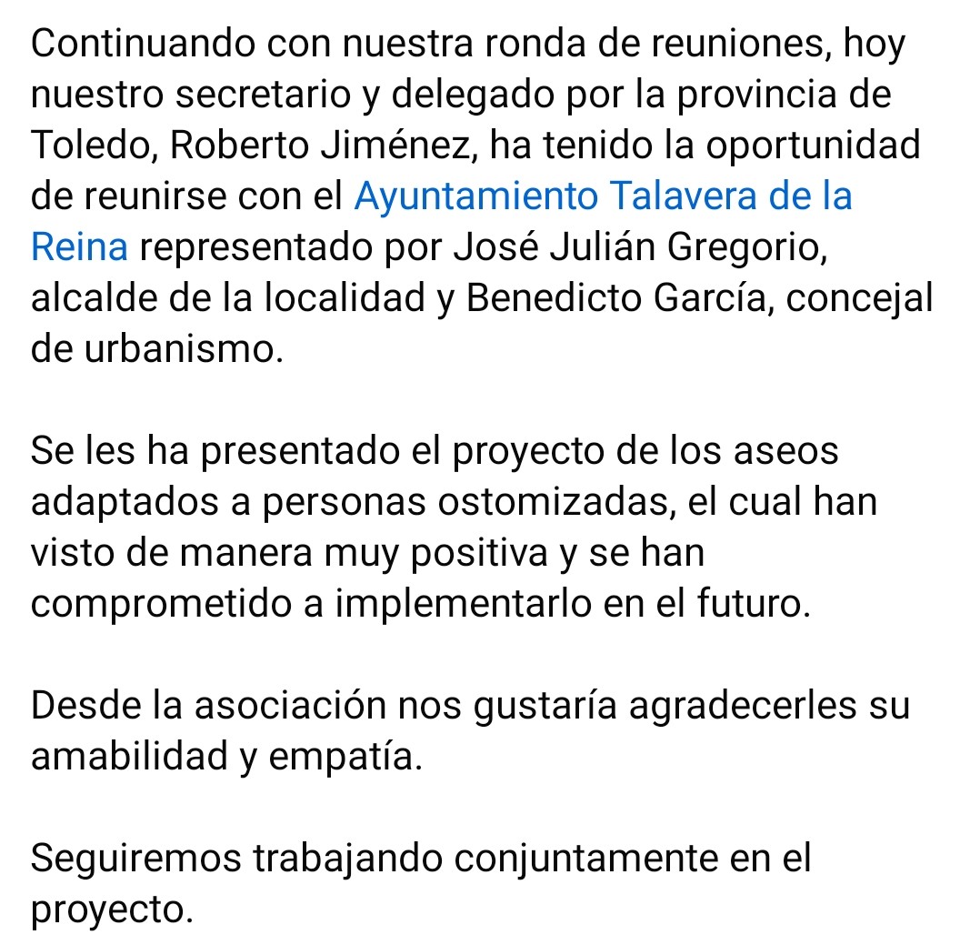 Nueva reunión, en esta ocasión con el <a href="/TalaveraAyto/">Ayto Talavera</a> .

Trabajaremos conjuntamente en este proyecto 🩷