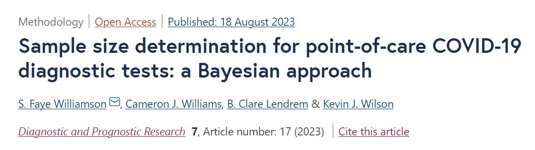🗞️ New paper hot off the press

🧪 A Bayesian approach to sample size determination with application to COVID-19 diagnostic tests

👥 In collaboration with @Kevin_Wilson13 and @NIHR_NCL_MIC!

🔗 doi.org/10.1186/s41512…

#DiagnosticResearch #SampleSize #Bayesian