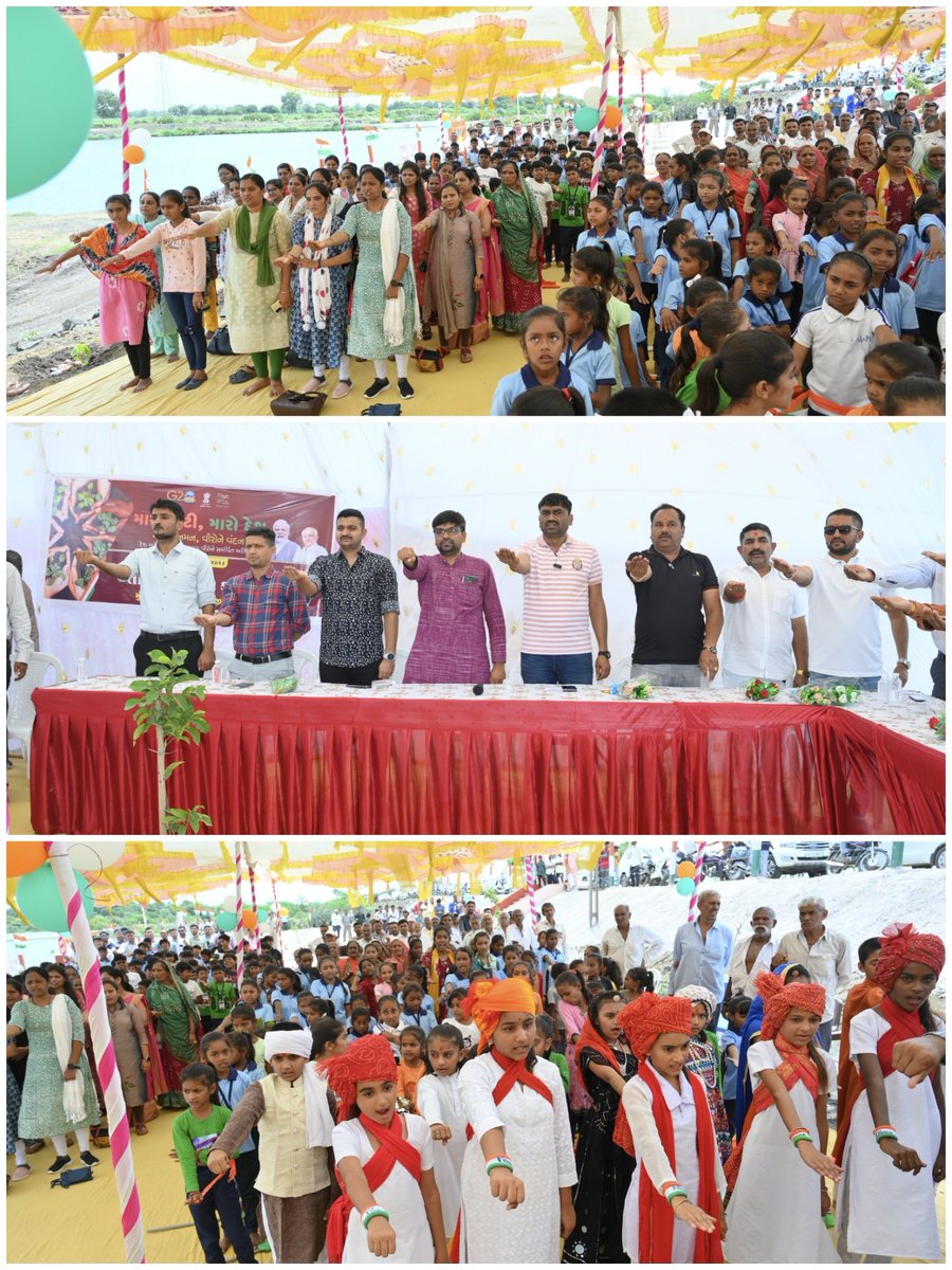 GondalTdo's tweet photo. ગોંડલ તાલુકાના સેમળા ગામે અમૃત સરોવર ખાતે #MeriMaatiMeraDesh અભિયાન અન્વયે 5 થીમ આધારિત ત���લુકા કક્ષાના  કાર્યક્રમનું ભવ્ય આય��જન કરવામાં આવ્યું. https://t.co/ap5Joiap74