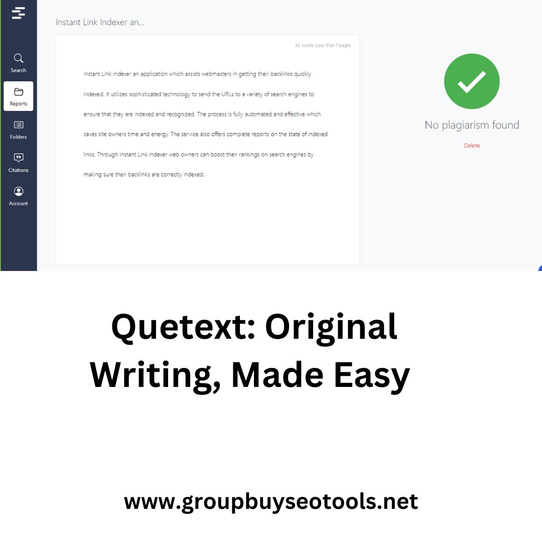 SeoCoupons's tweet photo. 🔍 Unleash the power of your words with #Quetext! 📚✨ Discover a world of plagiarism-free writing and take your content to the next level. 💡 Create with confidence and protect your originality. Click the link in our bio to start today! ✅💻 #writinggoals #plagiarismfree https://t.co/ljbXbf1DzG