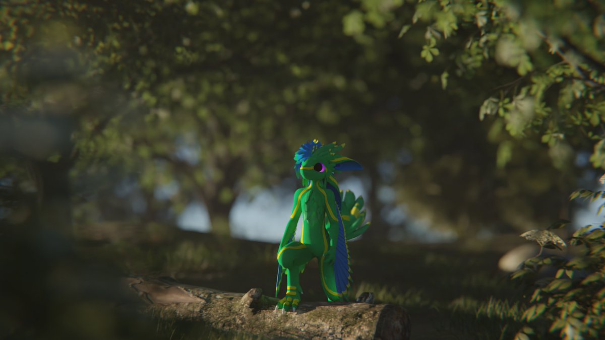 a render commission for @avalimusician 
...
kalumi is out walking in a forest