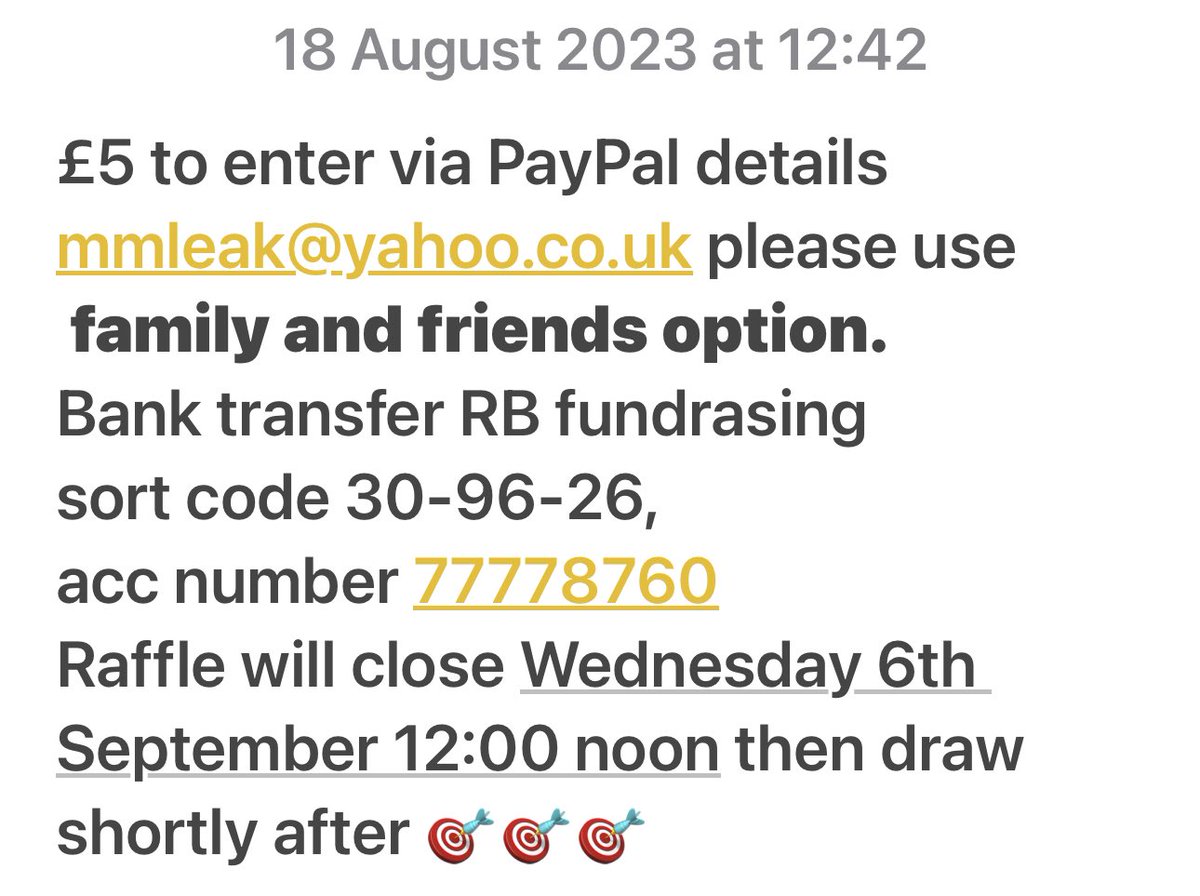 mmleak1605's tweet photo. 🚨🚨 PLEASE SEE TEMPORARY PAYPAL DETAILS 🚨🚨 Welcome to the raffle brothers pre Christmas, Christmas raffle. Details of how to enter below with a list of all the prizes. Raffle will close 12:00 noon 6th September, then the draw shortly after. Thank you and good luck 🎯🎯🎯 https://t.co/5Z3whnbQHW