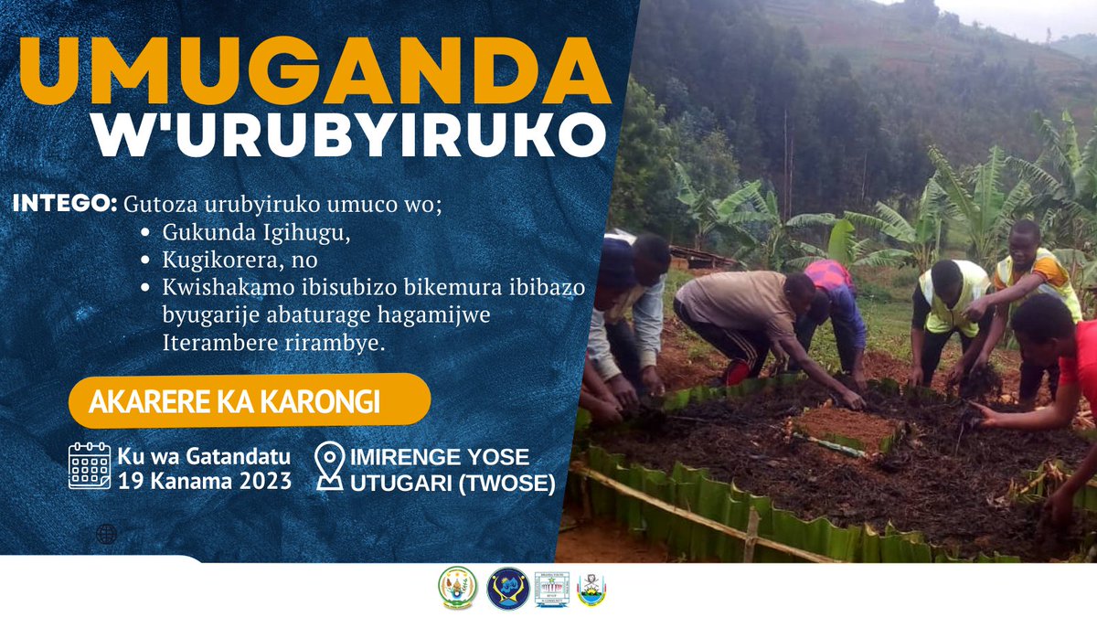 nyc_karongi's tweet photo. Muri gahunda y'umuganda wihariye,Ibi nibyo bikorwa bizakorwa n'urubyiruko hano i @KarongiDistr,

🔖Kurwanya Isuri,
🔖Kubaka Uturima tw'Igikoni, 
🔖Gusibura imiyoboro y'amazi y'imvura,
🔖Gusukura ibibuga by'Imyidagaduro,
🔖Kubakira amazu abatishoboye n'ubwiherero
@MiniYouthRwanda https://t.co/RzYaRCFzei