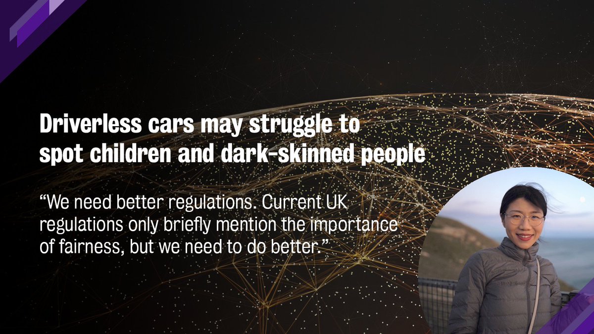 KCL Informatics (@kclinformatics) on Twitter photo Self-driving cars are seen as the future, but are they safe?🚗
In a new article by <a href="/newscientist/">New Scientist</a> Informatics’ <a href="/JieMarinaZhang/">Jie M. Zhang</a> questions if today's autonomous cars are fair enough as she reveals major disparities in race and age for pedestrian detection🚶
loom.ly/BjUpzys Self-driving cars are seen as the future, but are they safe?🚗
In a new article by <a href="/newscientist/">New Scientist</a> Informatics’ <a href="/JieMarinaZhang/">Jie M. Zhang</a> questions if today's autonomous cars are fair enough as she reveals major disparities in race and age for pedestrian detection🚶
loom.ly/BjUpzys