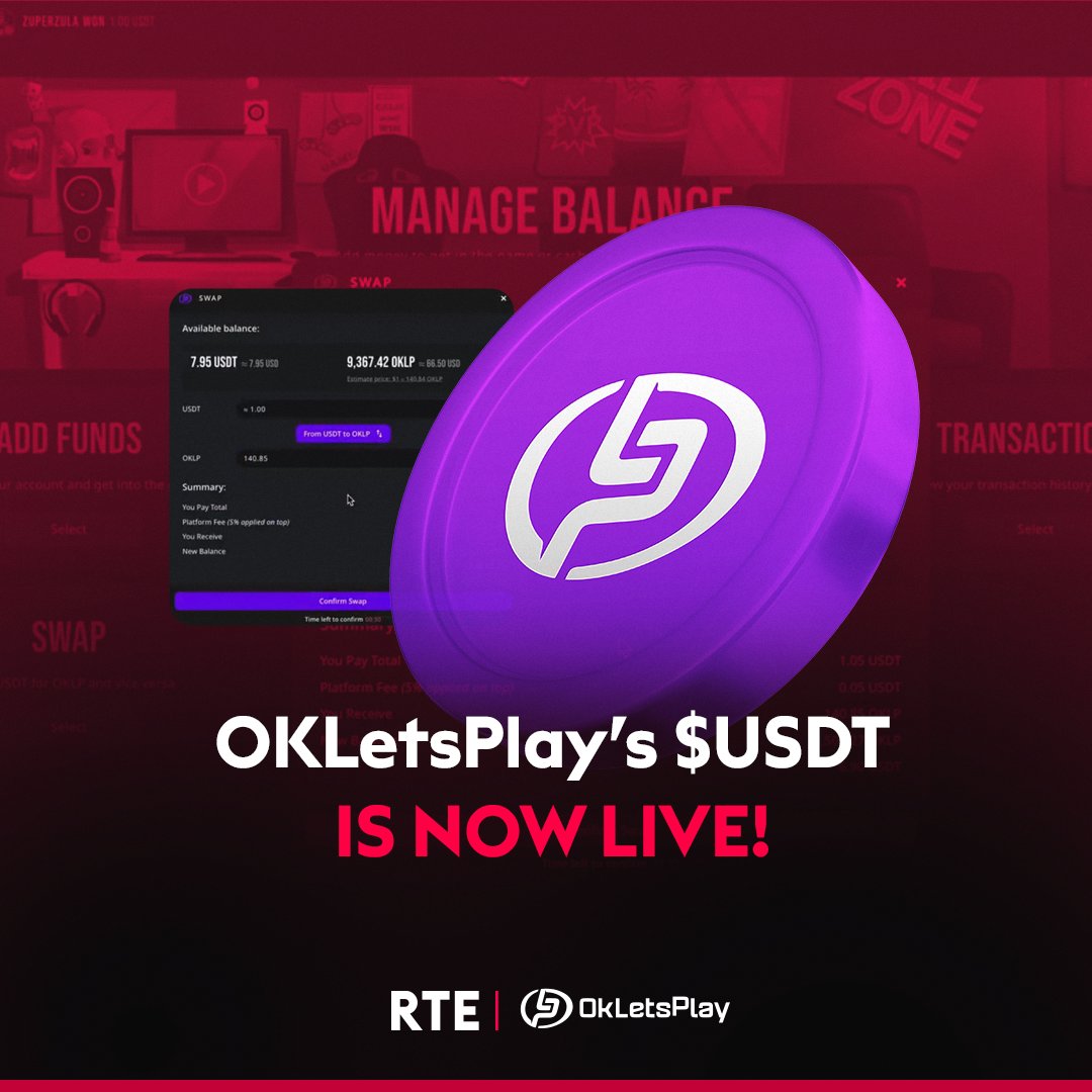 $USDT is now live as well as full $USDT / $OKLP swap functionality within your @Ok_LetsPlay player wallet!