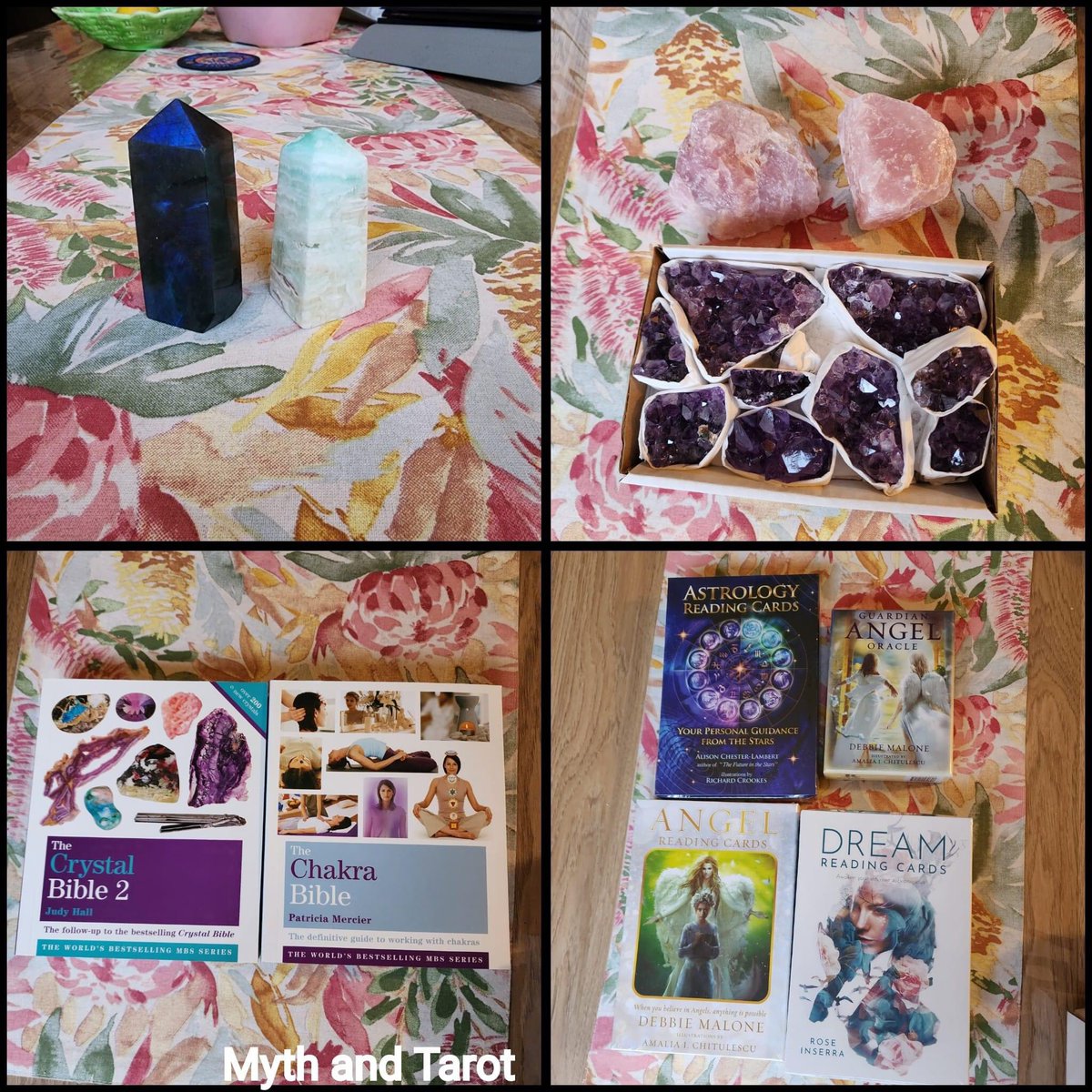 MythandTarot's tweet photo. New additions to the treasure horde recently. The green onyx is 23 kilos! Still waiting for that to arrive. https://t.co/A7b8Qlyhzk