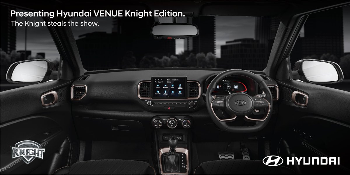 ManAndMotor's tweet image. Hyundai has launched the new edition in their compact SUV #Venue . Its the Venue Knight Edition. Interior goes all black and dashcam has been added. 

Prices starts at Rs 9.99 Lacs for S (o) and goes till Rs 13.48 Lacs for SX (o) DCT Dual Tone. 
@HyundaiIndia #VenueKnightEdition