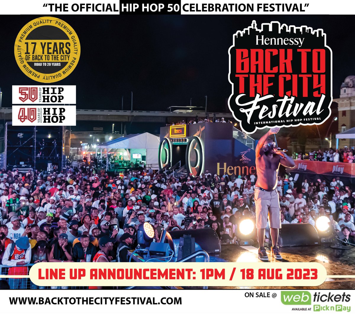 BacktothecitySA's tweet photo. BTTC2023 LINEUP ANNOUNCEMENT 📣
The moment is finally here.
Tune in to BTTC socials for the 17th Annual BackTo The City Festival lineup announcement today at 1pm.
#17YearsOfBTTC #50YearsOfHipHop #40YearsOfSAHipHop #BTTCxHennessy
TICKETS: https://t.co/lEHDBmk01G https://t.co/4Zaadci4td