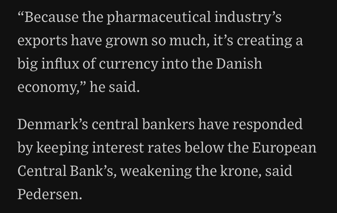 Novo Nordisks betydning for dansk økonomi og i sidste ende renten er en rigtig god og spændende historie. Den har også fået international interesse og fundet vej til Wall Street Journal. 

#Novonomics 

wsj.com/articles/ameri…